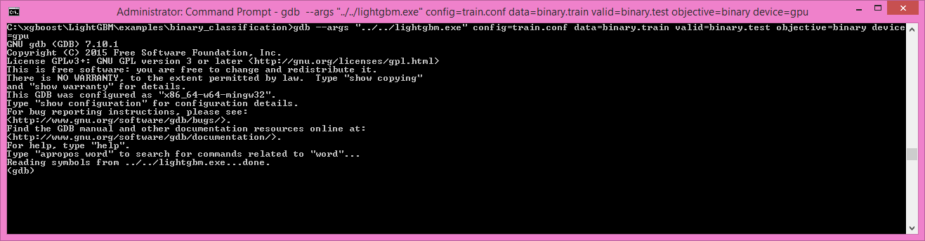 A screenshot of the command prompt after the command above is run.
